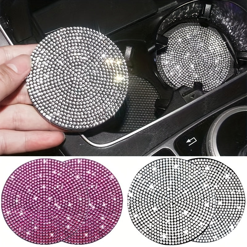 Rhinestone Printed Cup Pads for Car, Non Slip Coaster, Shockproof