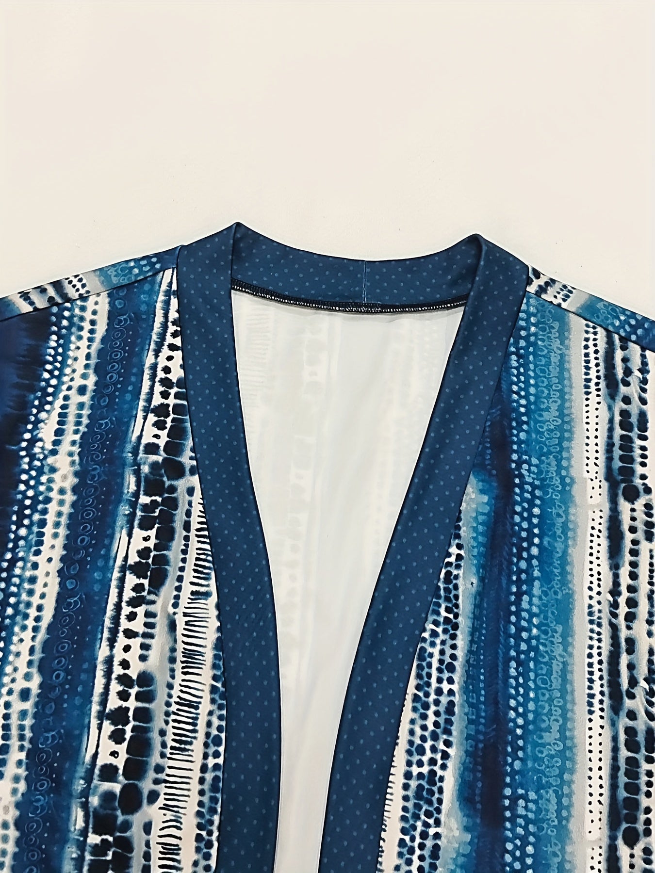 Tie Dye Long Sleeve Open Front Non Stretch Blouse