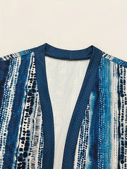 Tie Dye Long Sleeve Open Front Non Stretch Blouse