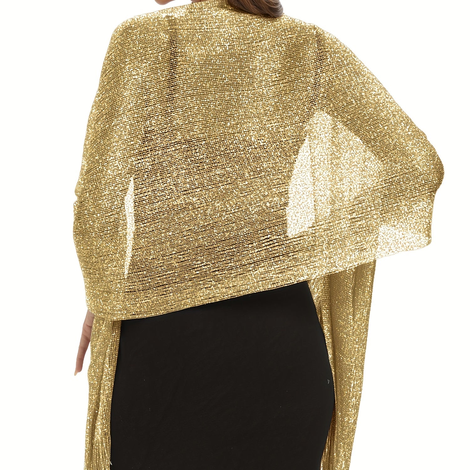 Metallic Shawls Round Buckle Tassel Wraps Scarf For Evening Party Wedding
