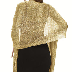 Metallic Shawls Round Buckle Tassel Wraps Scarf For Evening Party Wedding
