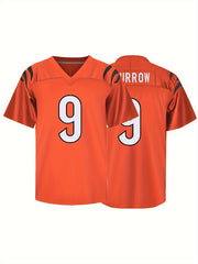 Men's 9 Orange Football Jersey V neck Short Sleeve Uniform