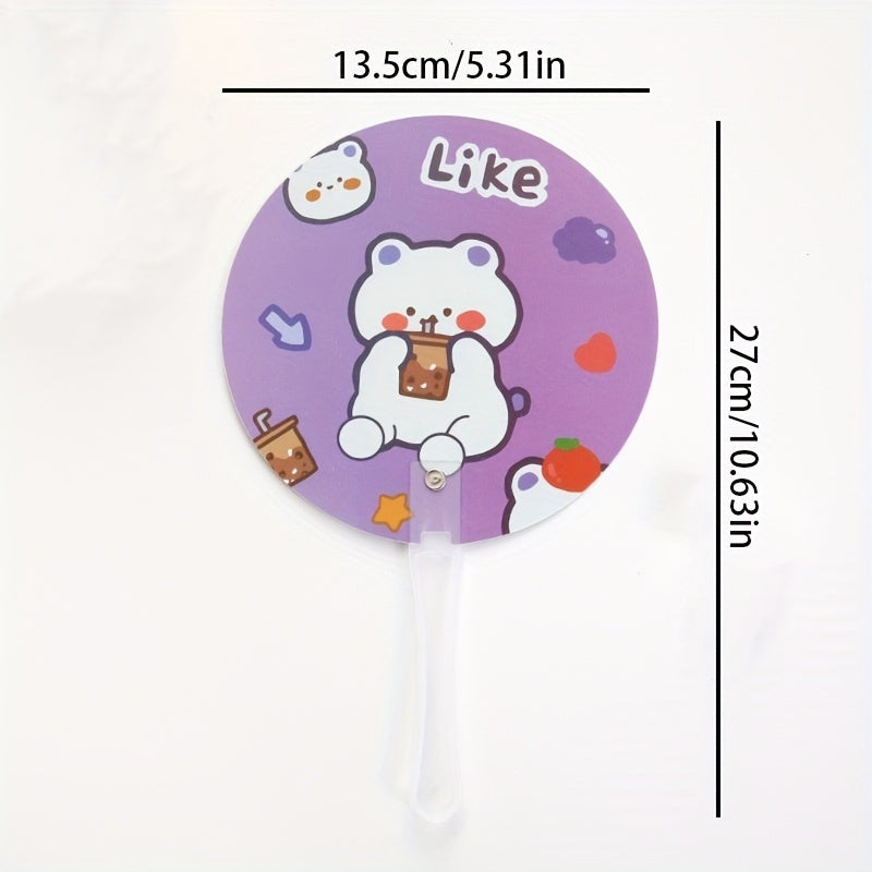 3pcs Cartoon Handheld Fan Summer Creative Round Fan