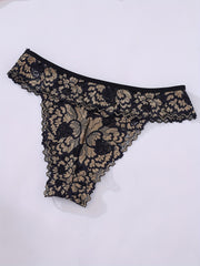 Floral Lace Lingerie Set with Bow Tie Bra & Panties