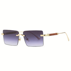 Rectangle Rimless Sunglasses Retro Gradient UV400 Sun Shades