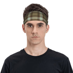Vintage Plaid Headband Earthy Brown Teal Grid for Sports & Casual Outfits