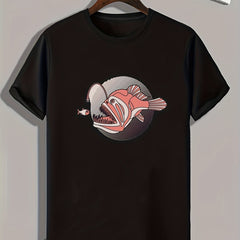 Fish Pattern Print Men's Sports T-shirt for Fitness Activities