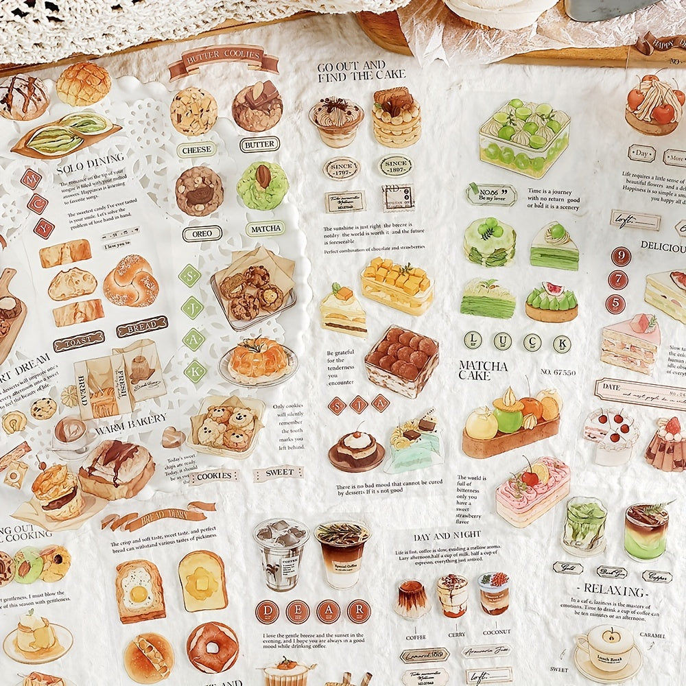 3pcs Long Strip Stickers for Dessert Coffee Journal Material