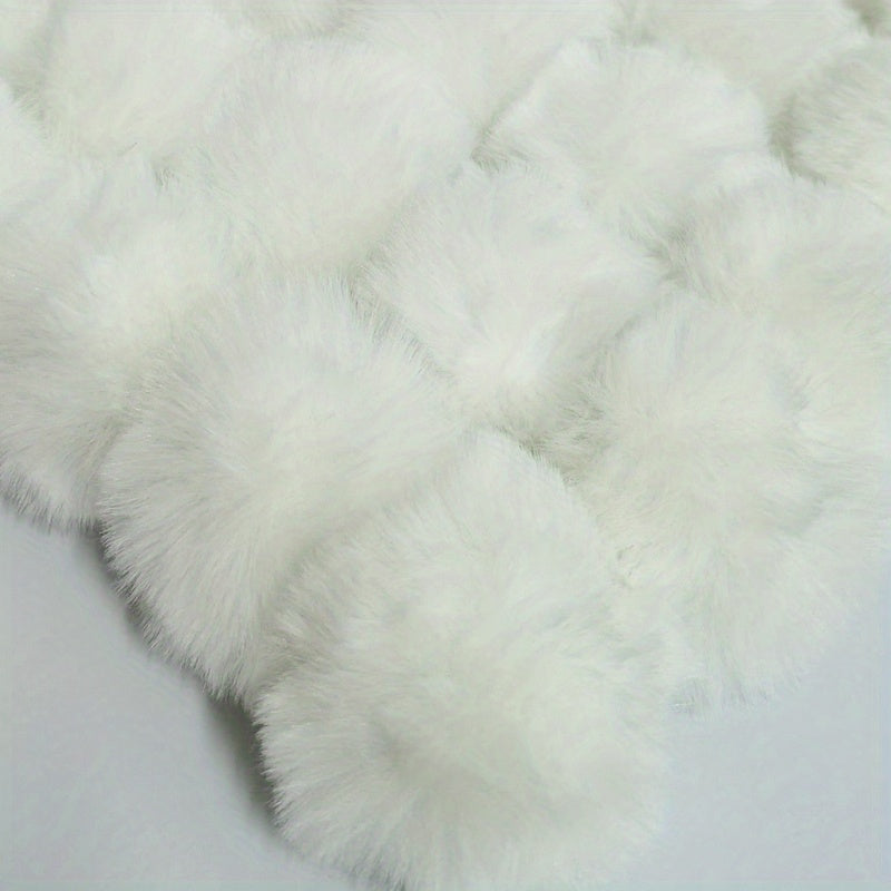 5pcs Faux Fur Pom Pom Balls Elastic Ring Key Chains Scarves Gloves Bags
