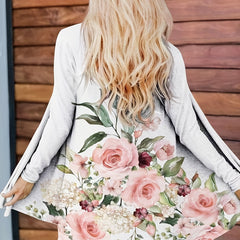 Floral Print Shawl Collar Cardigan Casual Long Sleeve Women's Clothing