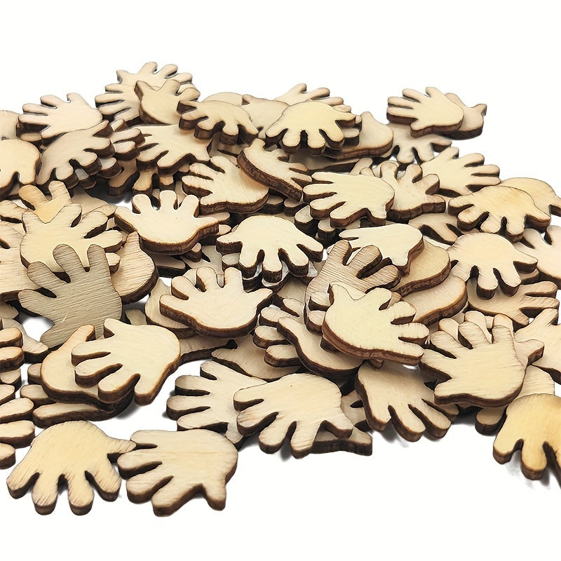 50pcs 20mm Wooden Baby Hands for Kids Projects, Painting, Signing