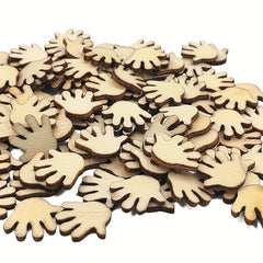 50pcs 20mm Wooden Baby Hands for Kids Projects, Painting, Signing