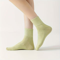 5 Pairs Women's Comfy Solid Socks Breathable Stockings