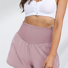 Shirred Ruffle Trim Shorts for Women