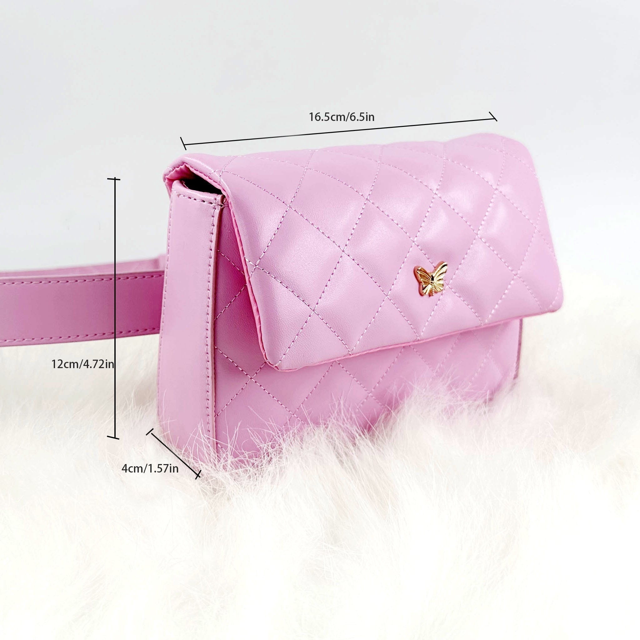 Casual Quilted Square Waist Bag For Girls