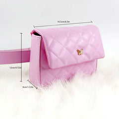 Casual Quilted Square Waist Bag For Girls