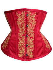Embroidery Strapless Corset Bustier Retro Style Tummy Control Body Shaper