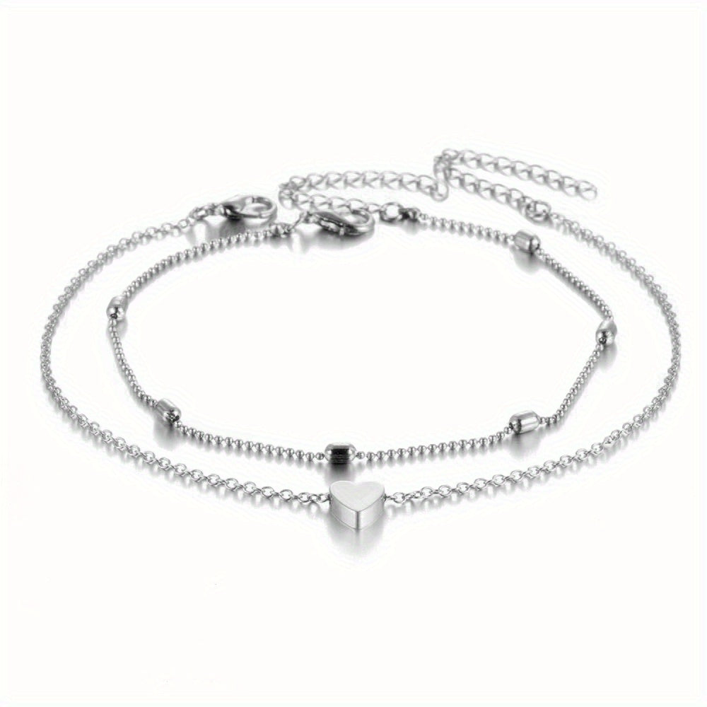 2 Pcs Dainty Anklet Set Beach Foot Jewelry Summer Accessories