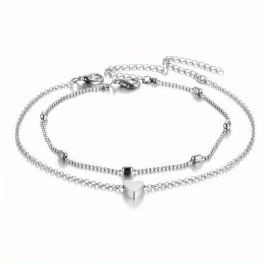 2 Pcs Dainty Anklet Set Beach Foot Jewelry Summer Accessories