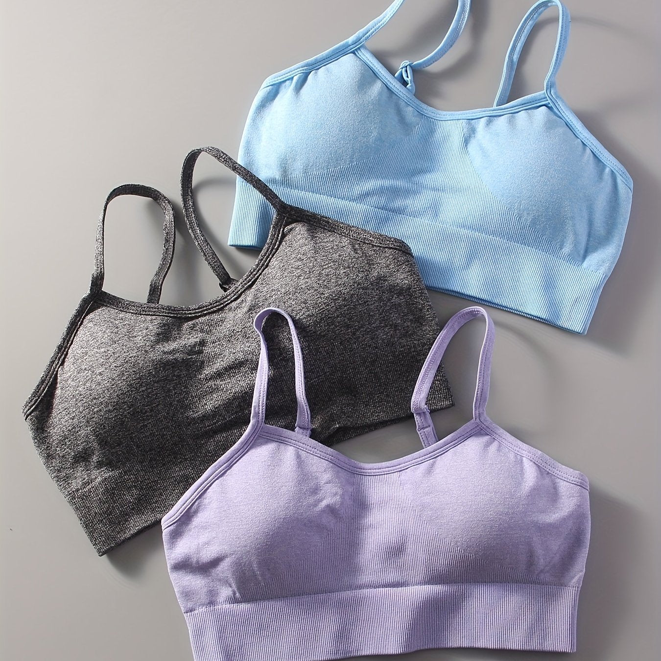 3 Solid Sports Bra Chest Pad Moisture Wicking Yoga Fitness Tank Top
