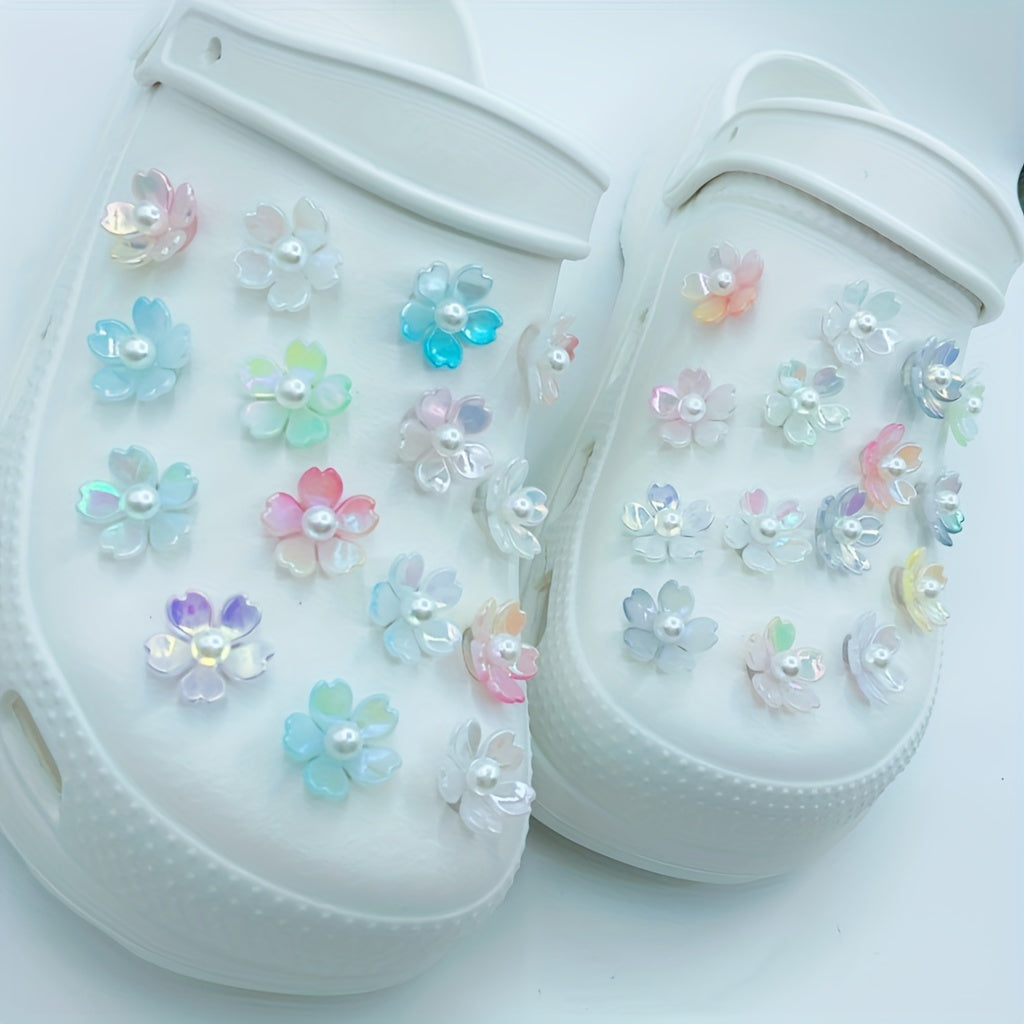 30 Random Gradient Flowers Shoe Charms for Clogs DIY Garden Shoes