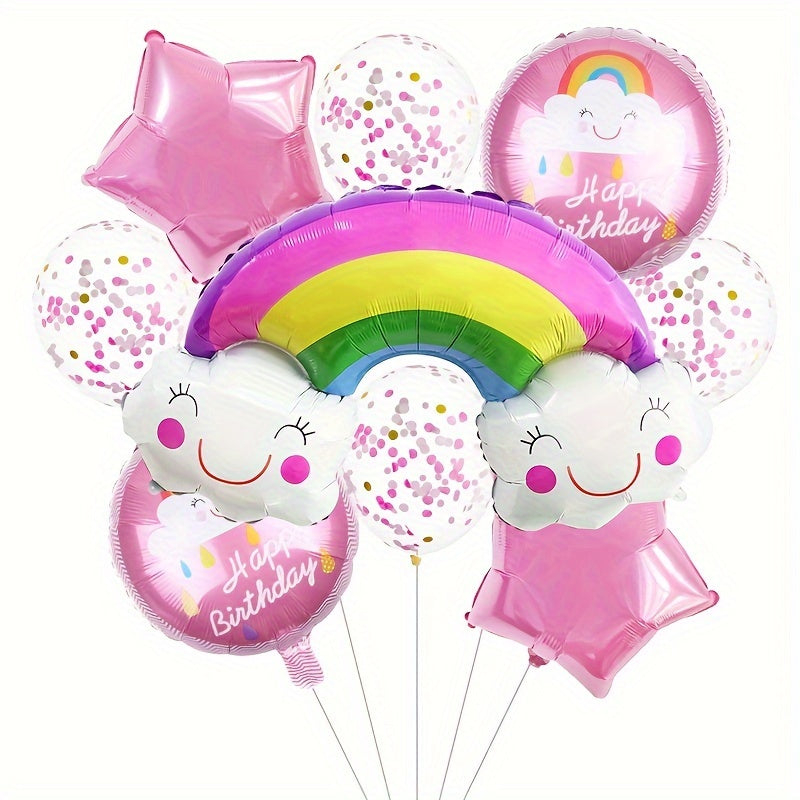 Rainbow Cloud Sequin Aluminum Film Balloon Set Birthday Party Decor