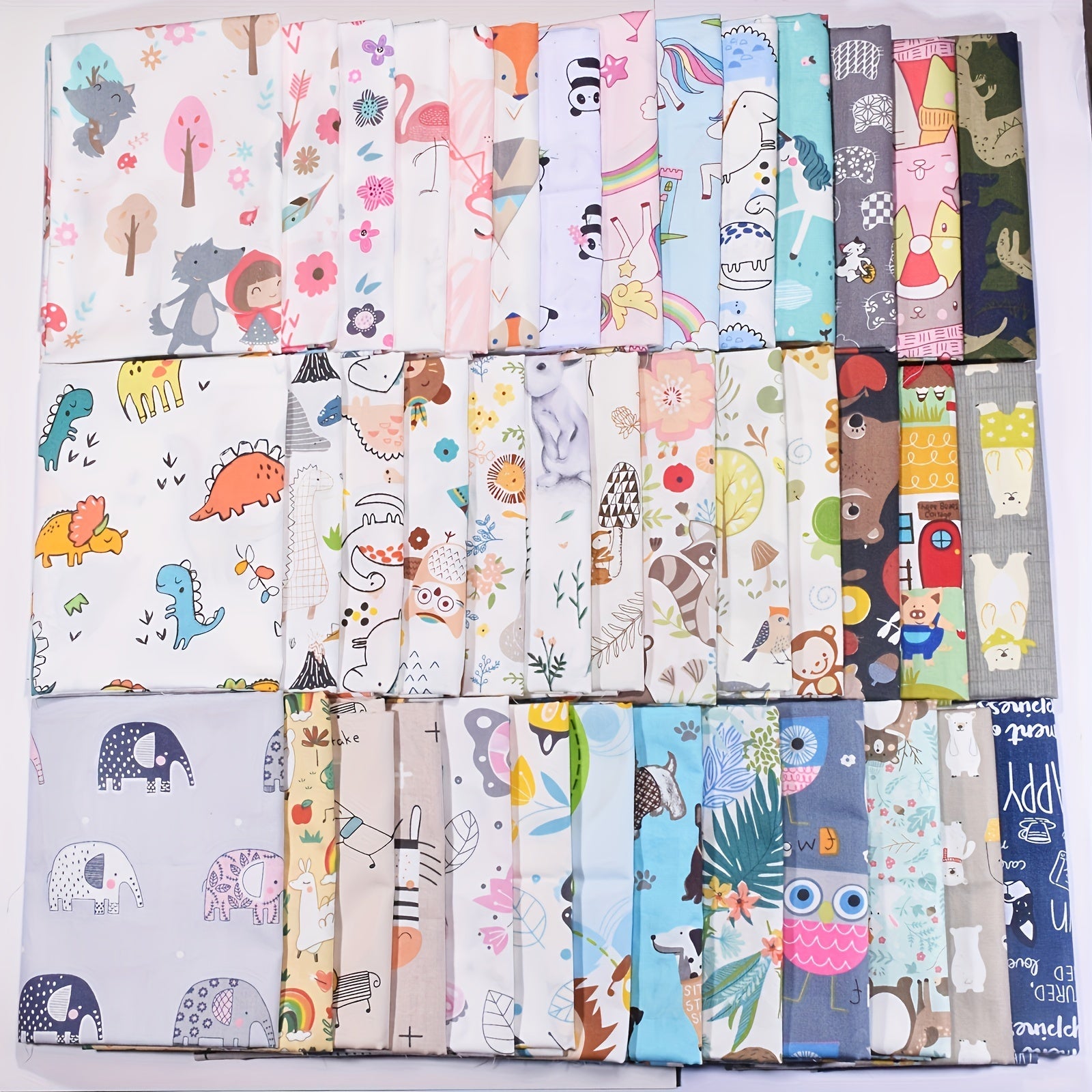 50pcs Twill Cartoon Quilting Cotton Fabric DIY Doll Clothes Fabric