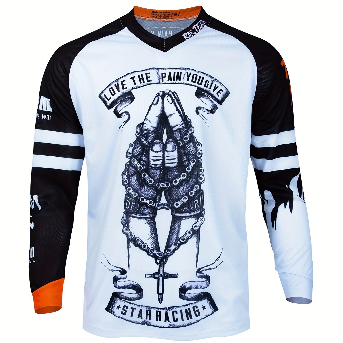 Men's Hands Pattern Cycling Jersey Long Sleeve Shirt
