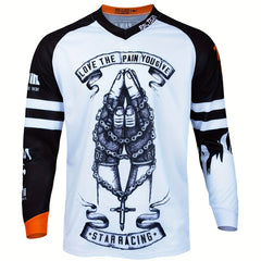 Men's Hands Pattern Cycling Jersey Long Sleeve Shirt