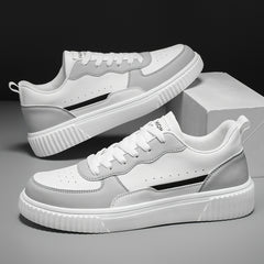 Men's Solid Skate Shoes Comfy Non Slip Lace Up Casual Sneakers