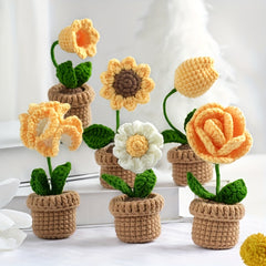 DIY Mini Potted Yarn Flower Bouquet Material Wrapped Simulated Flower Decoration