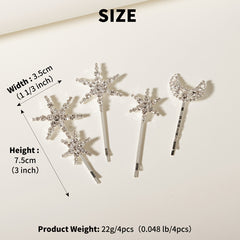 Rhinestone Moon & Star Hair Clips Set