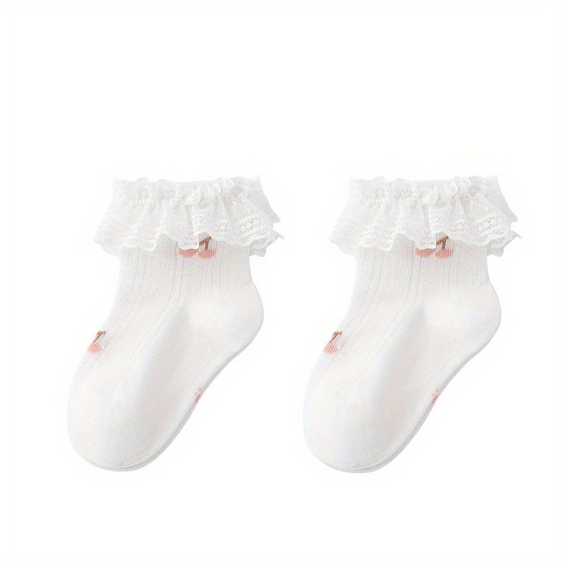 Girl's Princess Mesh Cotton Socks, Breathable Mid Tube Socks