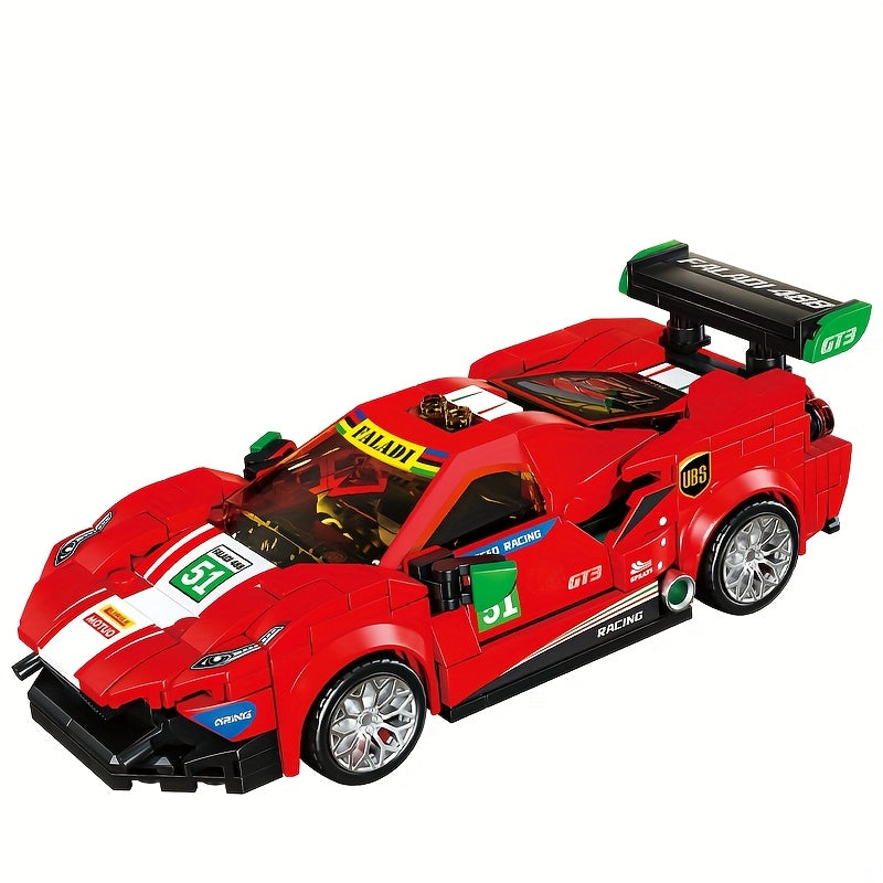 Red Racing Car Building Blocks Model Sports Car Ornament Toy Set