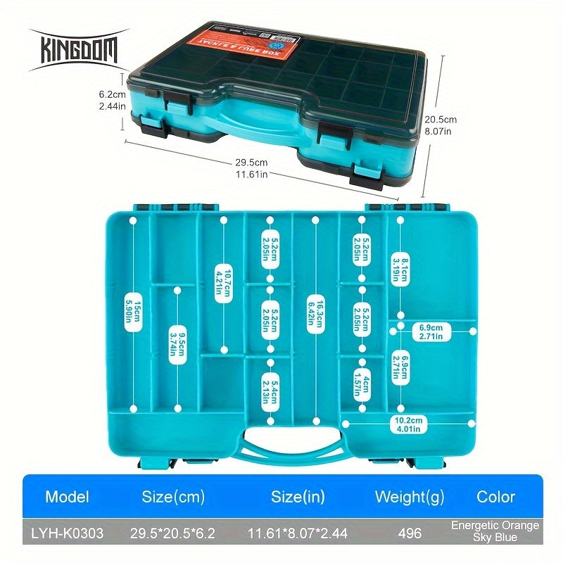 KINGDOM 1pc Portable Fishing Tackle Box For Hooks Lures And Baits