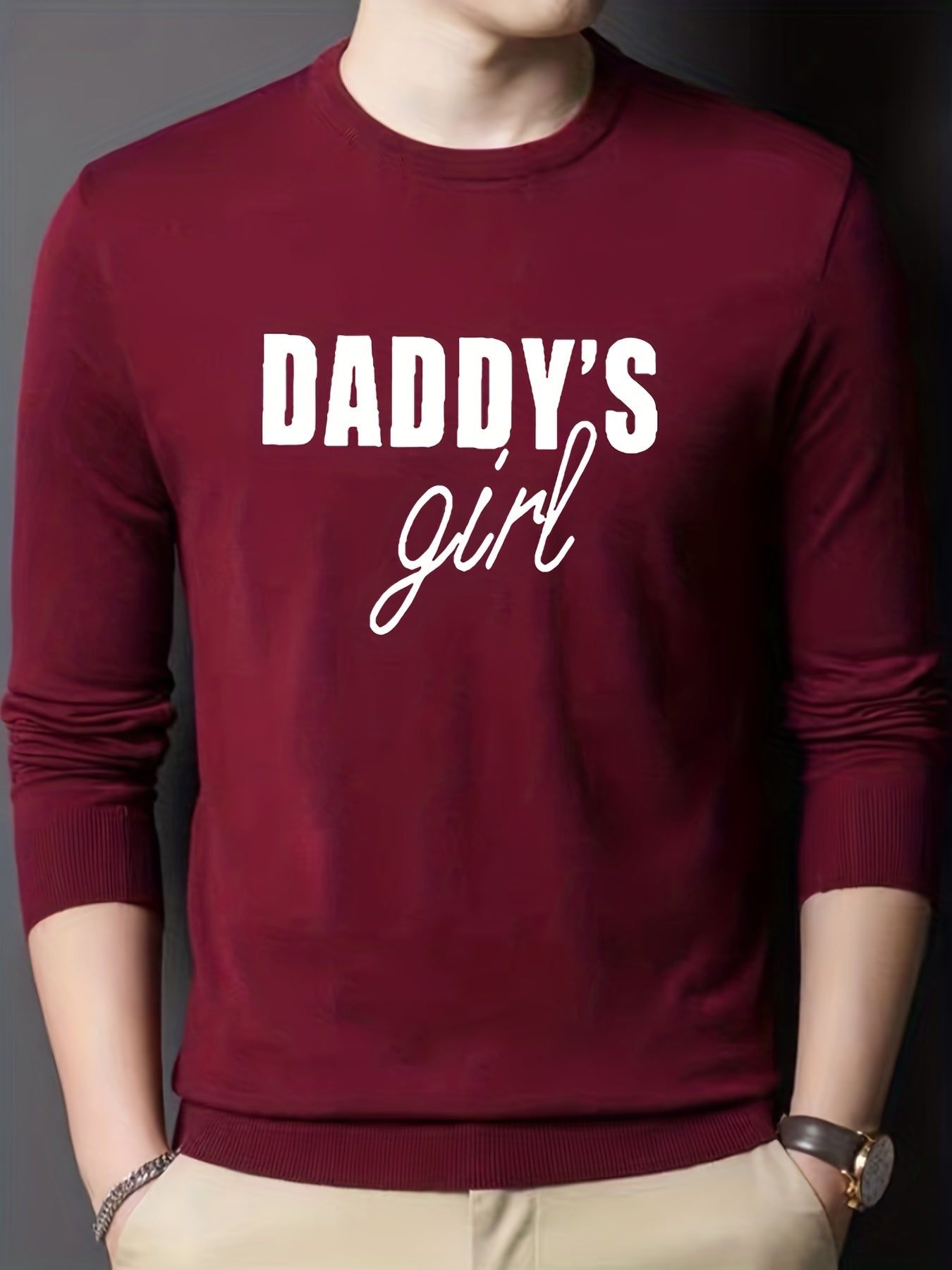 Daddy's Girl Knitted Sweater Men's Warm Pullover for Fall Winter