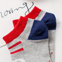 5pairs Boys American Flag Print Ankle Socks Comfortable Short Crew Socks