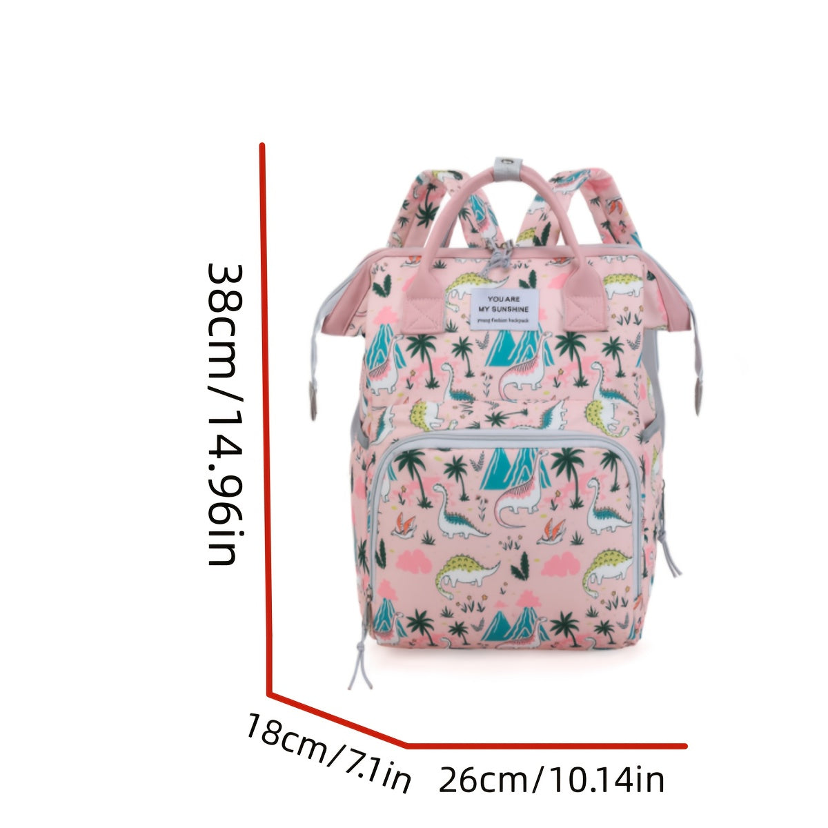 Spacious Pink/Gray Diaper Backpack with Pockets