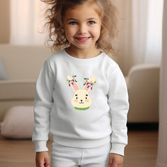 Christmas Light Bunny Graphic Crew Neck Long Sleeve Sweatshirt Kids