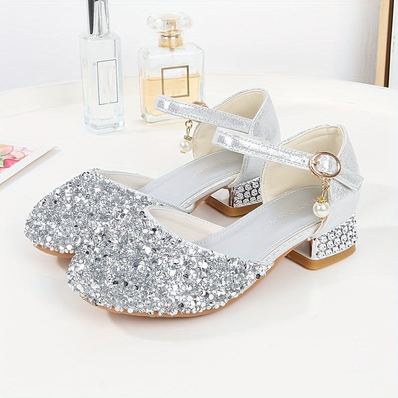 Sequin High Heeled Sandals for Girls - Party Wedding Dress Shoes
