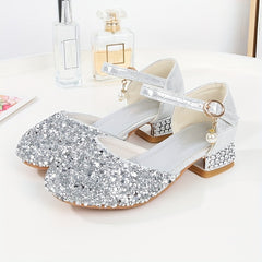 Sequin High Heeled Sandals for Girls - Party Wedding Dress Shoes