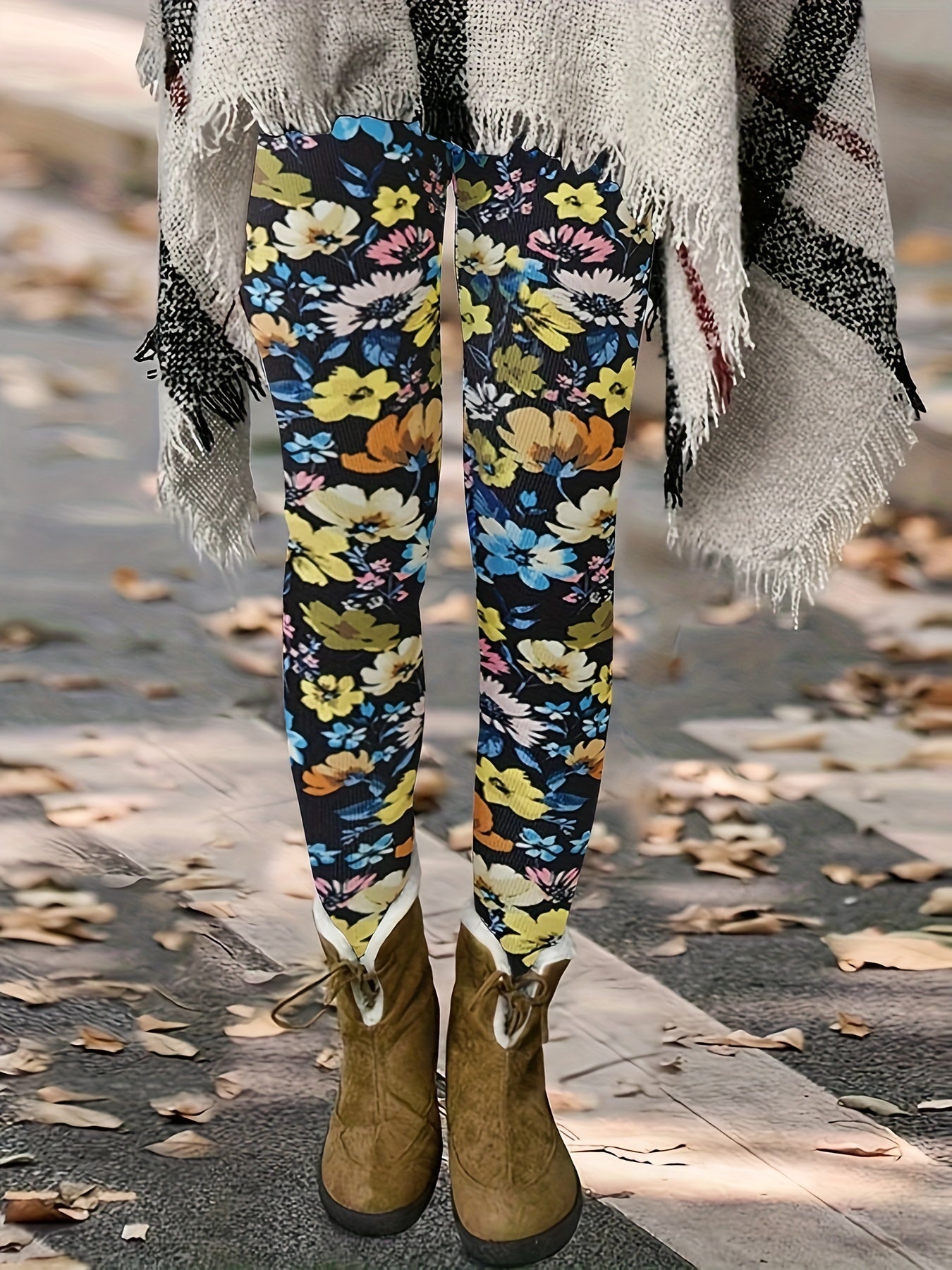 Floral Print Yoga Workout Pants High Stretch Running Sports Fitness Leggings