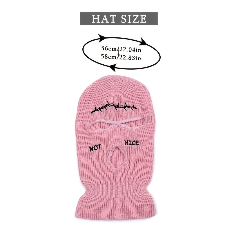 Embroidered Funny Hat 3 Hole Ski Mask Winter Warm Windproof Mask