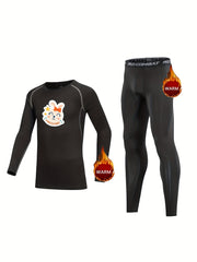 2pcs Kids Fleece Sets Long Sleeve Crew Neck Pullover Elastic Waist Pants