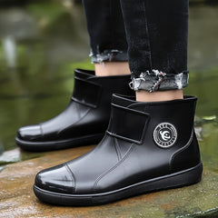 Men's Waterproof Rubber Sole Slip On Rain Boots