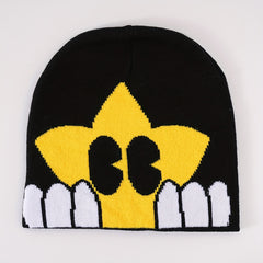 Cartoon Star Jacquard Beanie Candy Lightweight Knitted Skull Cap Unisex