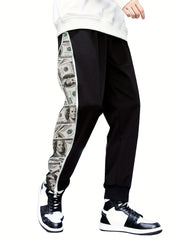 Creative Graphic Print Track Pants Men's Casual Comfy Joggers Sweatpants