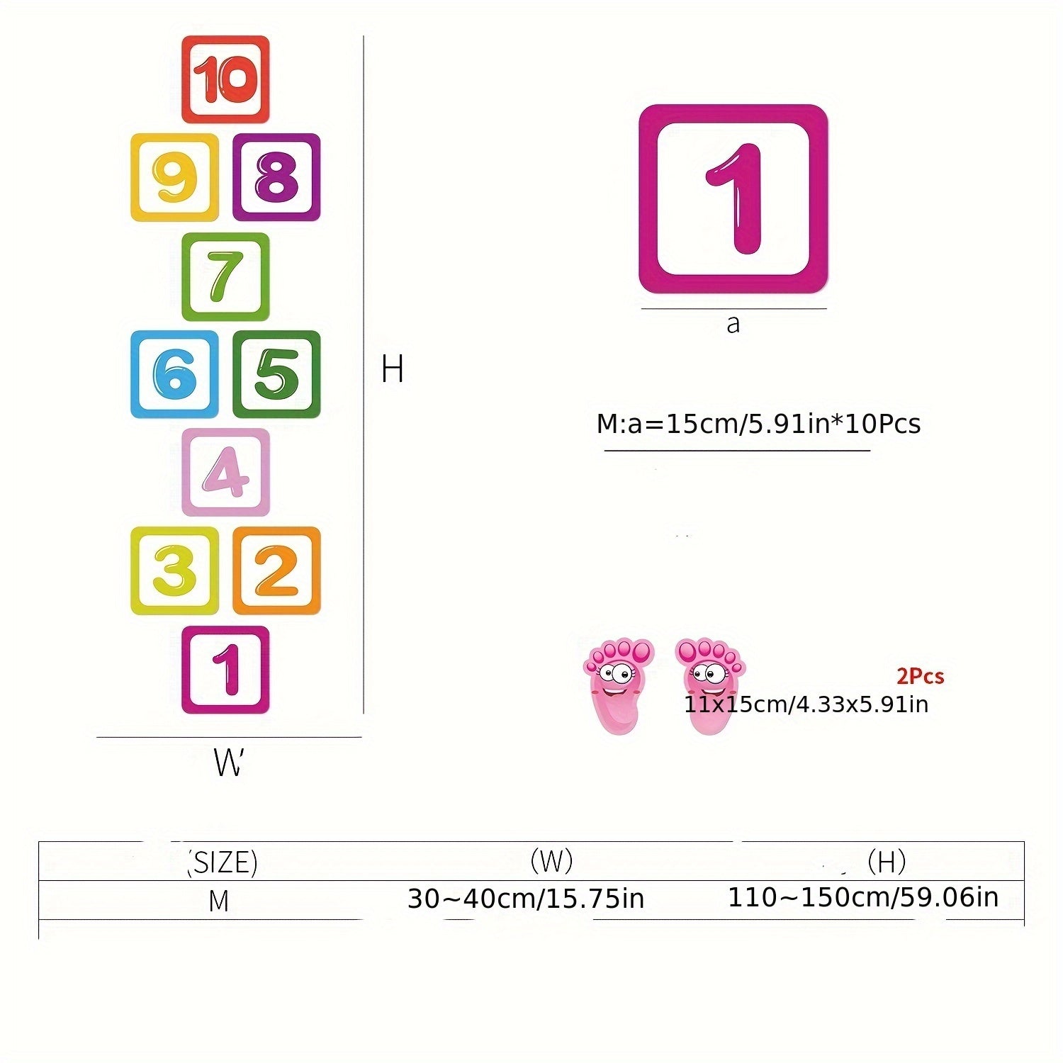 Jumping House Floor Sticker Plaid Digital Decoration Waterproof Self-adhesive