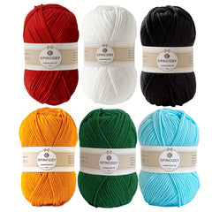 6pcs Beginner Crochet Yarn Easy to See Stitch Unisex Hand Knitting