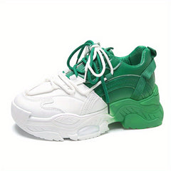 Women's Colorblock Platform Sneakers Comfortable Low Top Shoes
